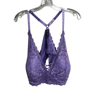 Torrid Curve Purple Lace Criss Cross Front Bralette Bra Size 4X